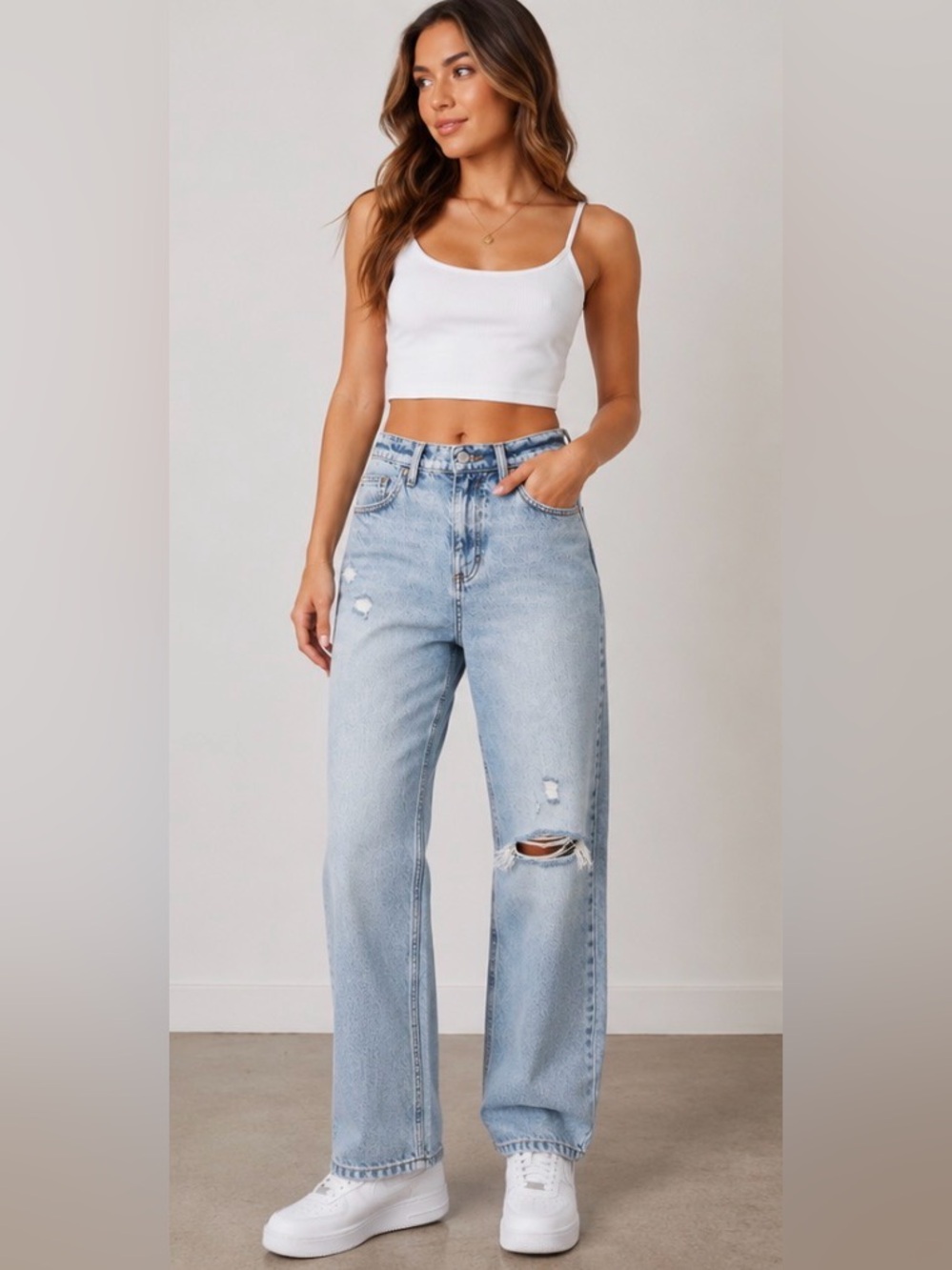 Sneak Peek Vintage Distressed Mom Jeans Size 5/27 Light Wash 100% Cotton Y2K